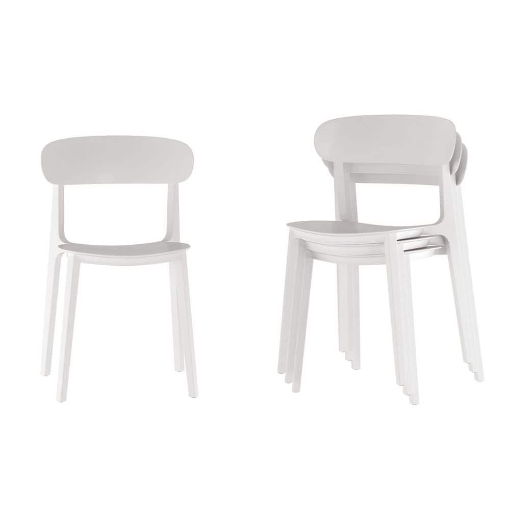 Dover White with Curved Backrests Plastic Indoor-Outdoor Stacking Patio Chairs in White Set of 4 price history on PriceWatchPro