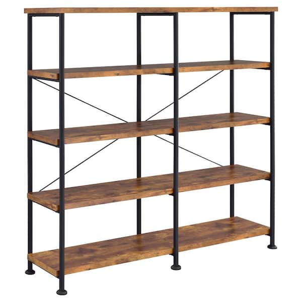 Coaster Analiese 63 in. Antique Nutmeg and Black 4-Shelf Etagere Bookcase