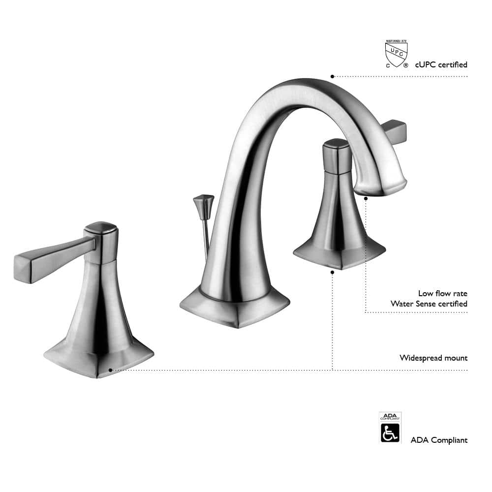 Perth Satin Nickel 8-Inch Dual Handle Modern Bathroom Faucet
