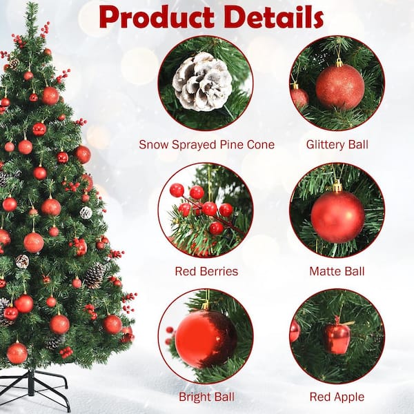 WELLFOR 7 ft. Pre-Lit LED Classical Artificial Christmas Tree with ...