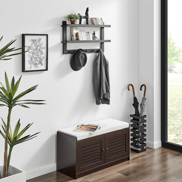 Bathroom Organizer Ledge Shelf, Wall Storage Bins With Towel Rack, Wall  Storage Basket