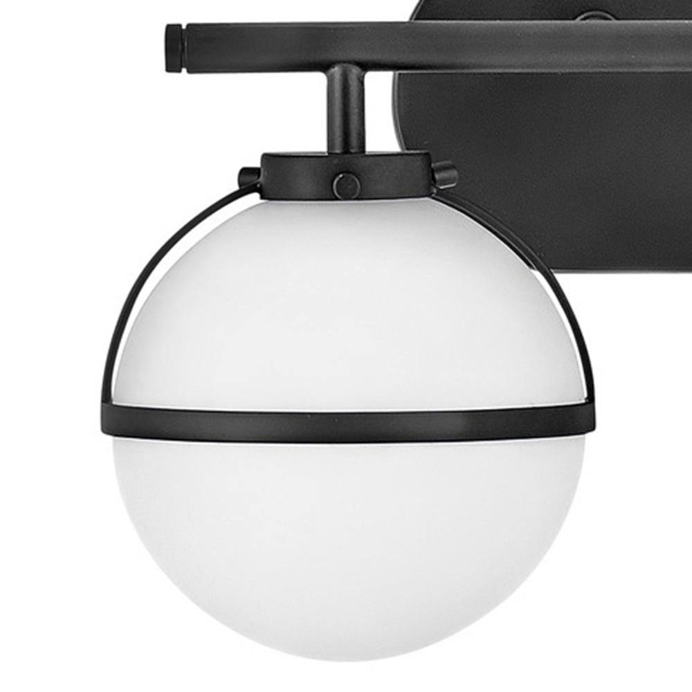 Hollis Black 2-Light Dimmable Outdoor LED Vanity with Etched Opal Shades