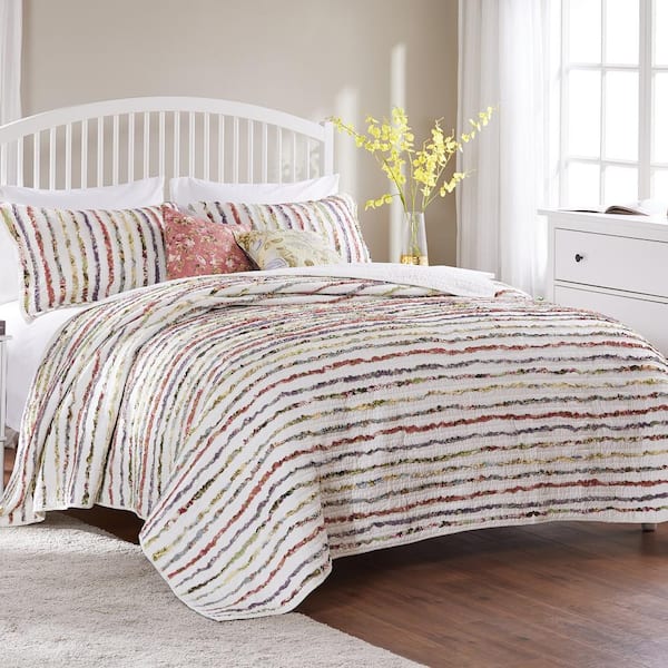 Greenland Home Fashions Bella Ruffle 4-Piece Multi Cotton Twin / XL Bonus Quilt Set