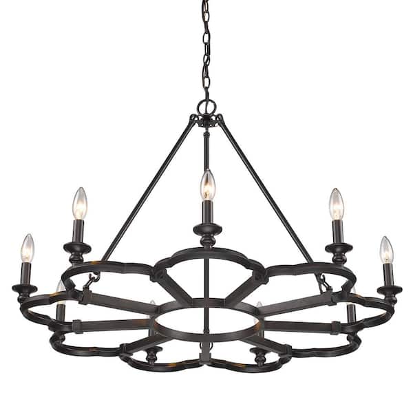 Golden Lighting Saxon 9-Light Aged Bronze Chandelier