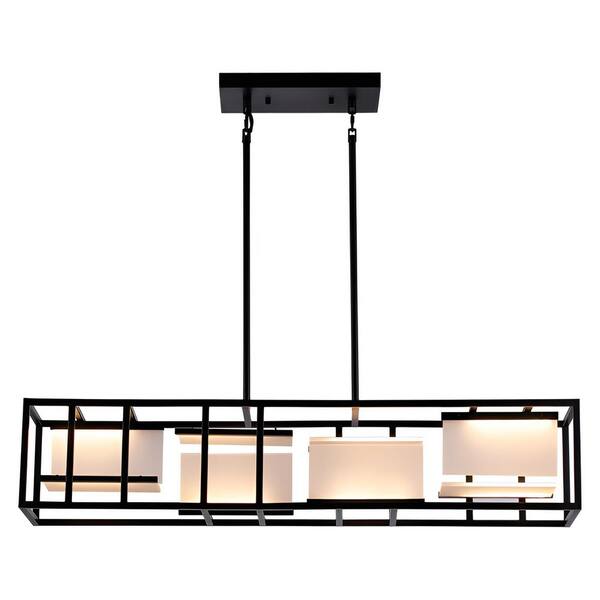 Redvers 4-Light dimmable Integrated LED Black Rectangle Caged 