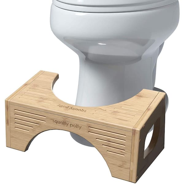 Squatty Potty Bamboo Flip Toilet Stool 7 in. and 9 in. Height 2-Sizes in 1