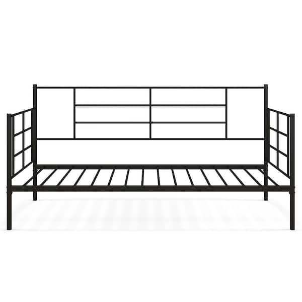 Costway Black Twin Size Metal Daybed Heavy-Duty Sofa Bed Frame Mattress Foundation