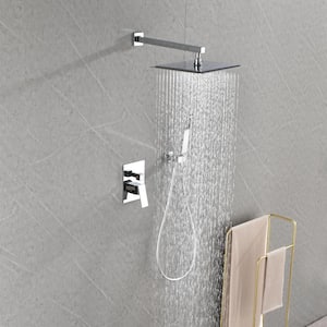 2-Spray Patterns with 12 in Wall Mount High Pressure Shower Faucet with Hand Shower in Chrome(Valve Included)