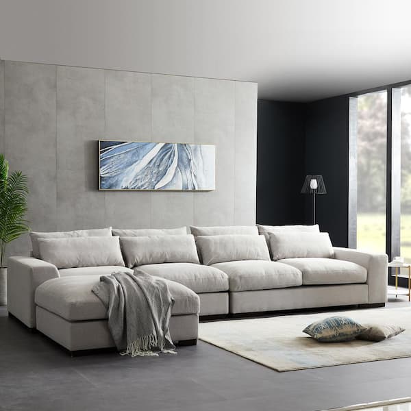 L Shaped Fabric Modern Sectional Sofa