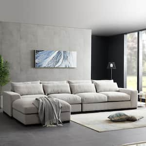 44.5 in. W Square Arm 3-Piece L Shaped Fabric Modern Sectional Sofa in Grey