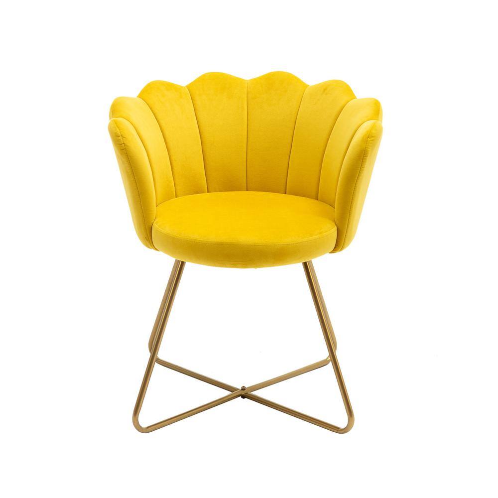 Modern Yellow Velvet Footrest Counter Height Dining Chair ZZ117051190