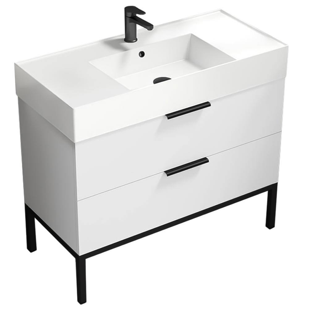 39.53 in. W x 39.53 in. D x 34.65 in. H FreeStanding Bath Vanity in Glossy White with Vanity Top Basin in White price history on PriceWatchPro