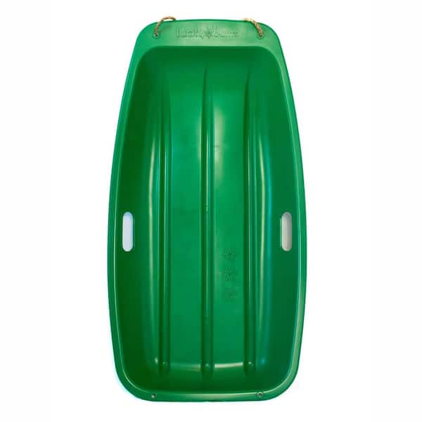 Lucky Bums Kids 35 in. 1-Person Plastic Snow Toboggan Sled with Pull Rope, Green