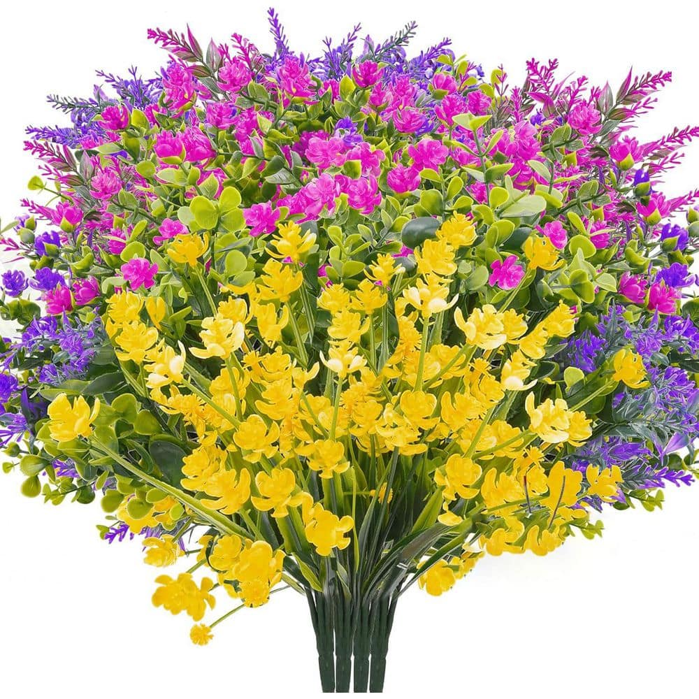 13.8 in. Multi-Colored Outdoor Artificial Eucalyptus Flowers UV Resistant 2