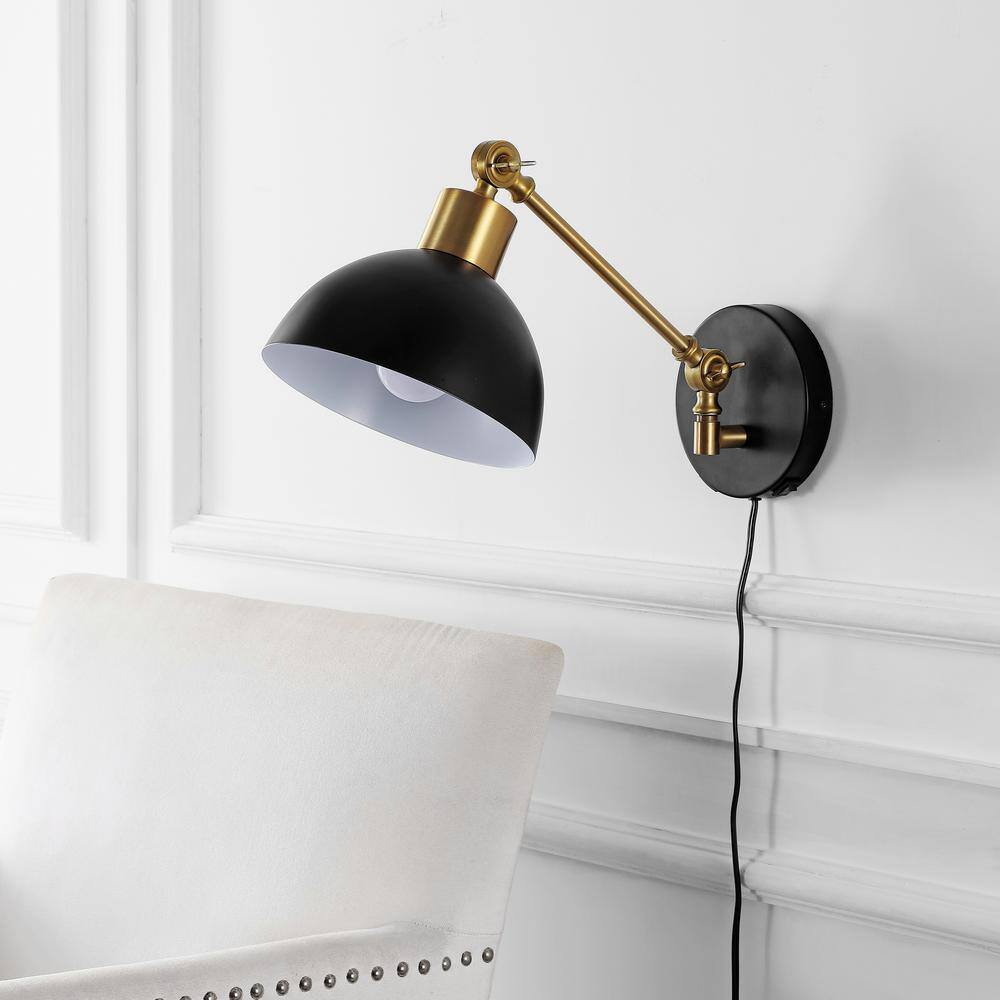 Lisa 18" Black Iron Swing Arm LED Wall Sconce with USB Charging