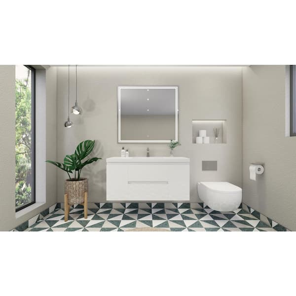 Bohemia 48 in. W Bath Vanity in High Gloss White with Reinforced Acrylic Vanity Top in White with White Basin