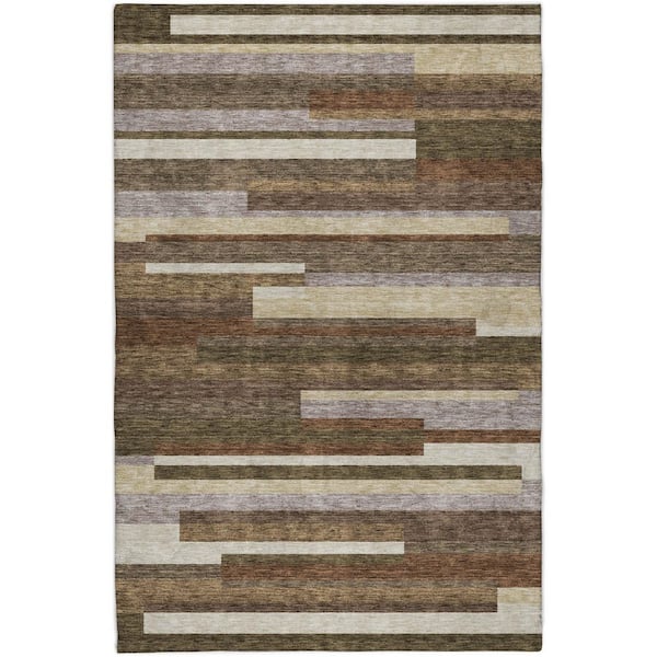 Dream Shag Premium Machine Washable Abstract ADS766 Brown 9 ft. x 12 ft. Area Rug