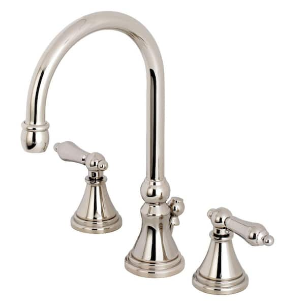 Kingston Brass Governor 8 in. Widespread 2-Handle High-Arc Bathroom Faucet in Polished Nickel