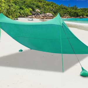 10 ft. x 9 ft. Portable Beach Sun Shade Sail Canopy with Carry Bag in Green