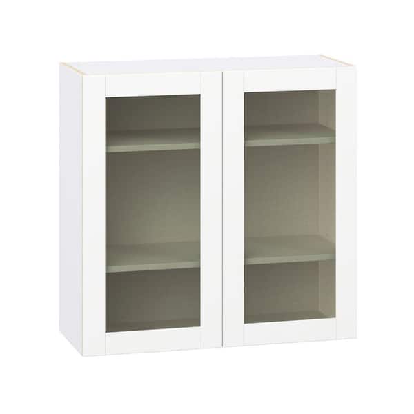 Timberline 36 in. W x 14 in. D x 35 in. H Assembled Glass Door Wall Kitchen Cabinet in Bright White