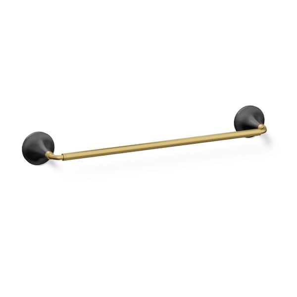 KOHLER Tone 18 in. Single Towel Bar in Matte Black with Moderne Brass