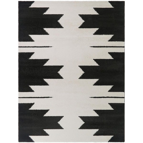 Tolson Cream/Black 5 ft. x 7 ft. Southwestern Tribal Area Rug
