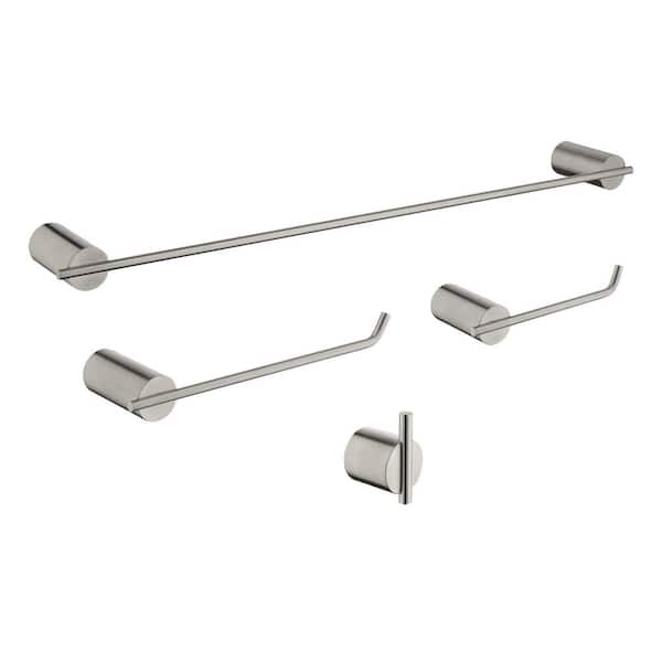 HBEZON 4-Pieces Bath Hardware Set with 1 Hook & 2 Toilet Paper Holders & 1 Towel Bar & Screws in Brushed Gold