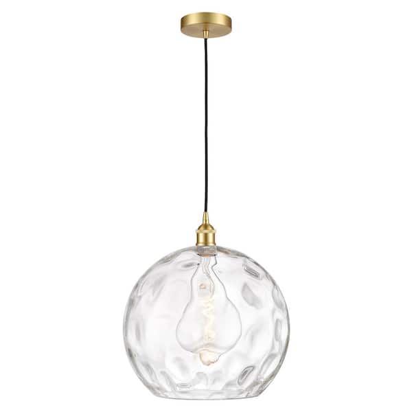 Athens Water Glass 60-Watt 1-Light Satin Gold Shaded Mini Pendant Light with Clear Glass Shade