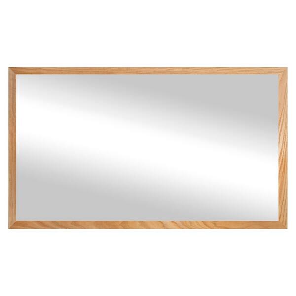 2 in. Natural Frame (30 in. W x 45 in. H) Oak Hardwood Rectangle Wall Mirror