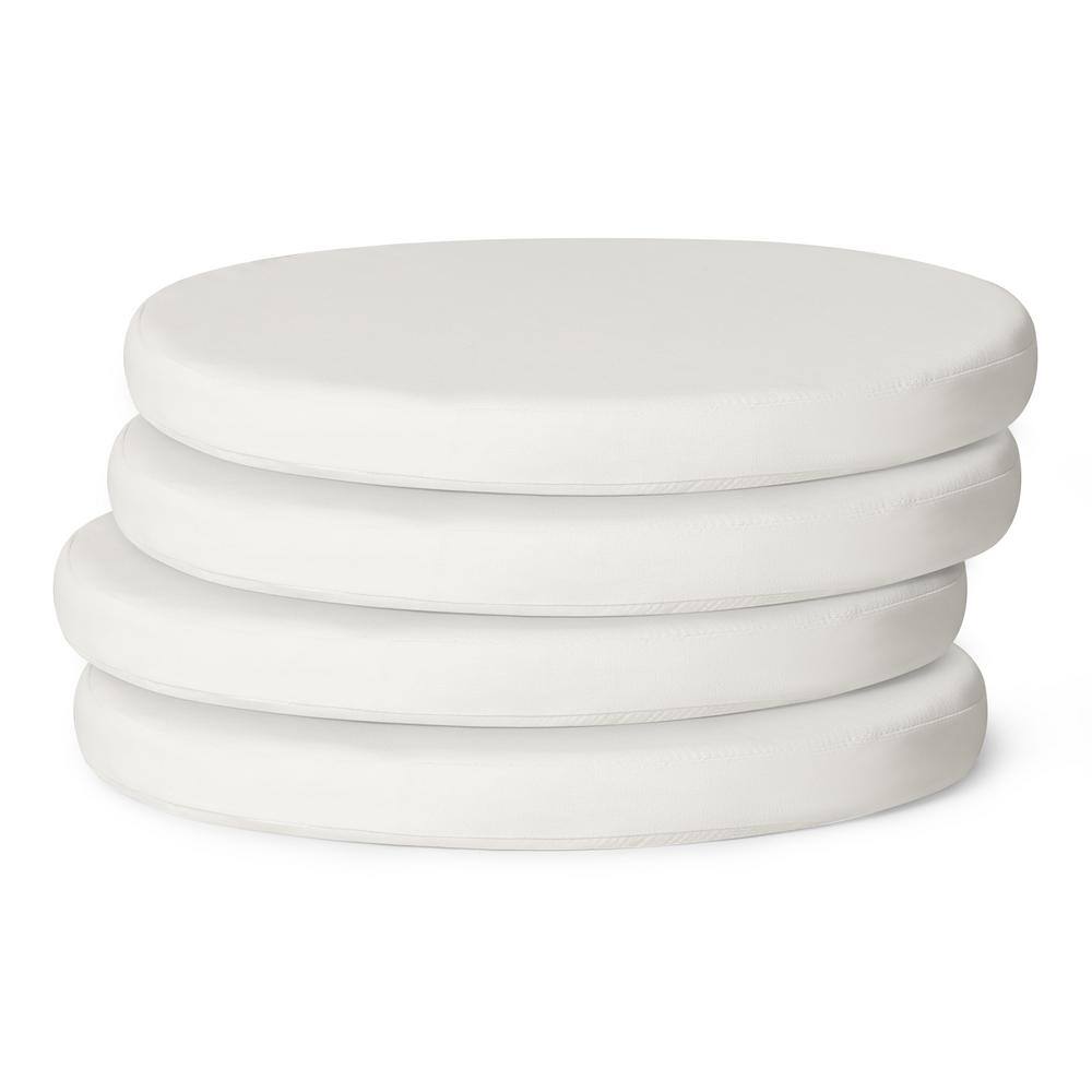 White Round Water-Repellent Polyester Dining Chair Cushions, Set of 4