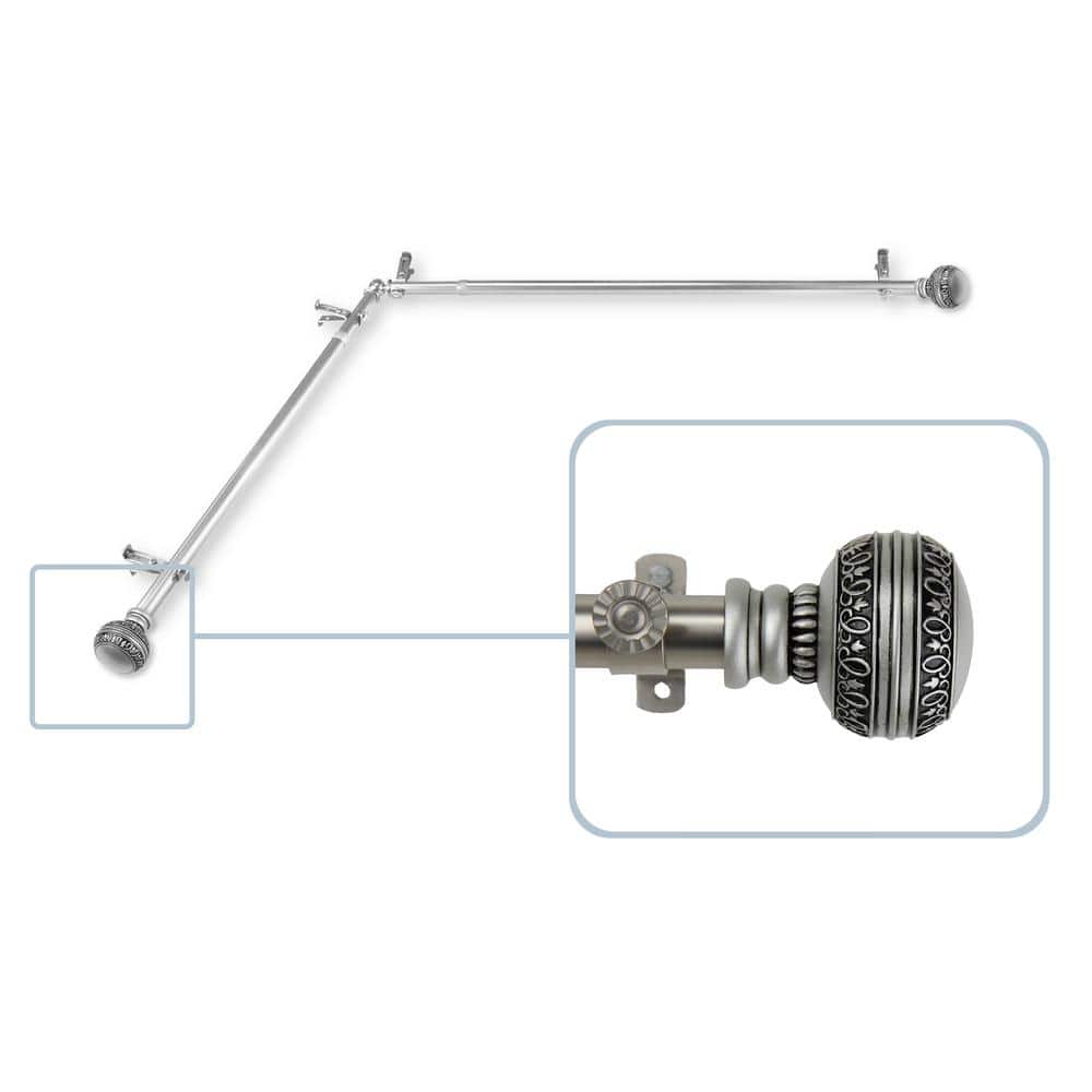 Ornament 13/16 in. Dia 48-84 in. L Corner Window Single Curtain Rod in Satin Nickel price history on PriceWatchPro