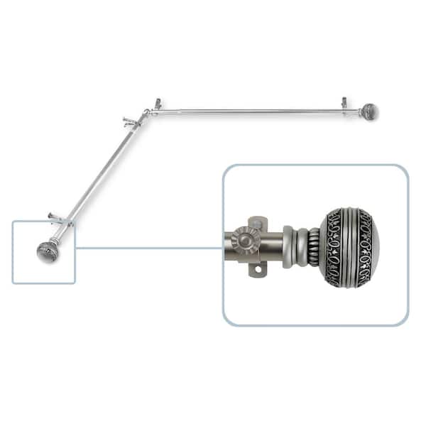 Rod Desyne Ornament 13/16 in. Dia 66-120 in. L Corner Window Single Curtain Rod in Satin Nickel