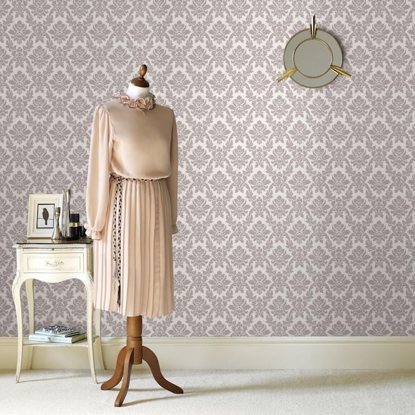 Damask Grey Gray Wallpaper Sample
