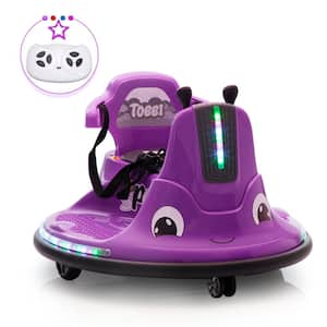 12-Volt Kids Ride on Bumper Car with Remote Control and LED Light, Purple