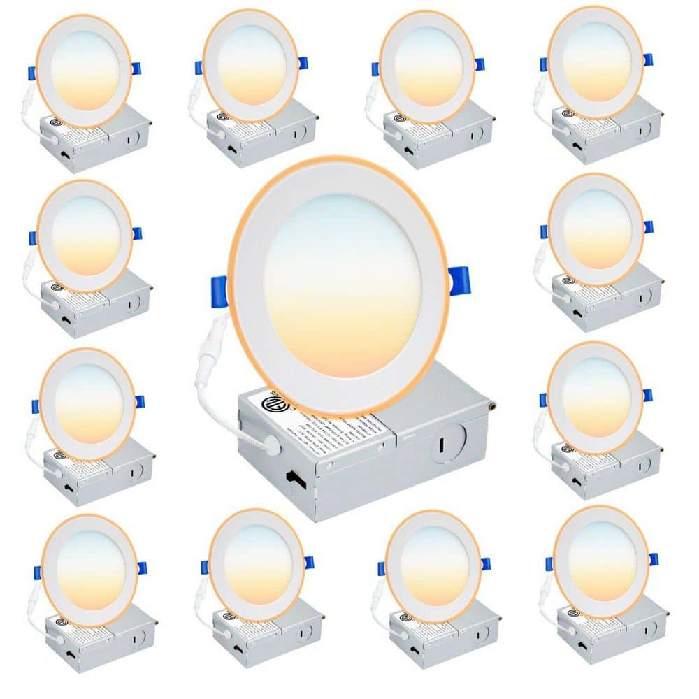 6 in. Adjustable 5CCT Canless LED Dimmable Indoor Integrated LED Recessed Downlight Kit with Night Light 120V (12 Pack) price history on PriceWatchPro