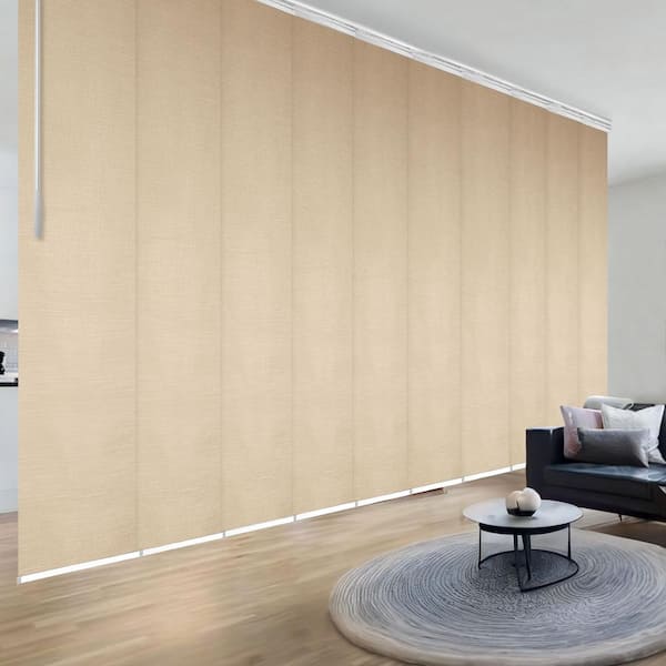 EMOH Linen 120 in. - 218 in. W x 94 in. L Adjustable 10-Panel White Double Rail Panel Track with 23.5 in. Slates