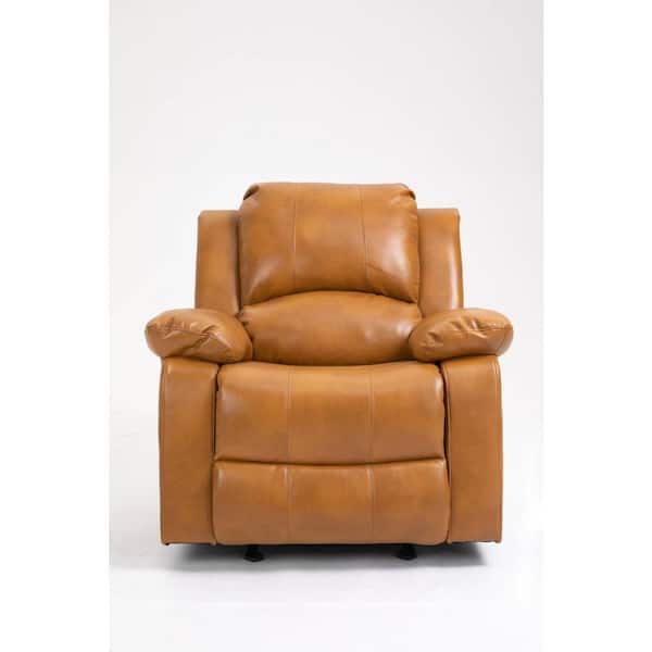 Clihome 38 in. W Light Brown Faux Leather 8-Point Massage Recliner