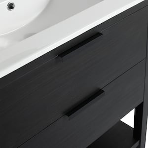 30 in. W x 18.3 in. D x 33.5 in. H Single Sink Freestanding Bath Vanity in Black with White Ceramic Top