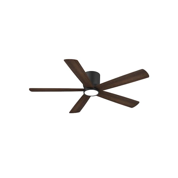 Home Decorators Collection Britton 52 in. Integrated LED Indoor Matte Black Ceiling Fan with Light Kit and Remote Control