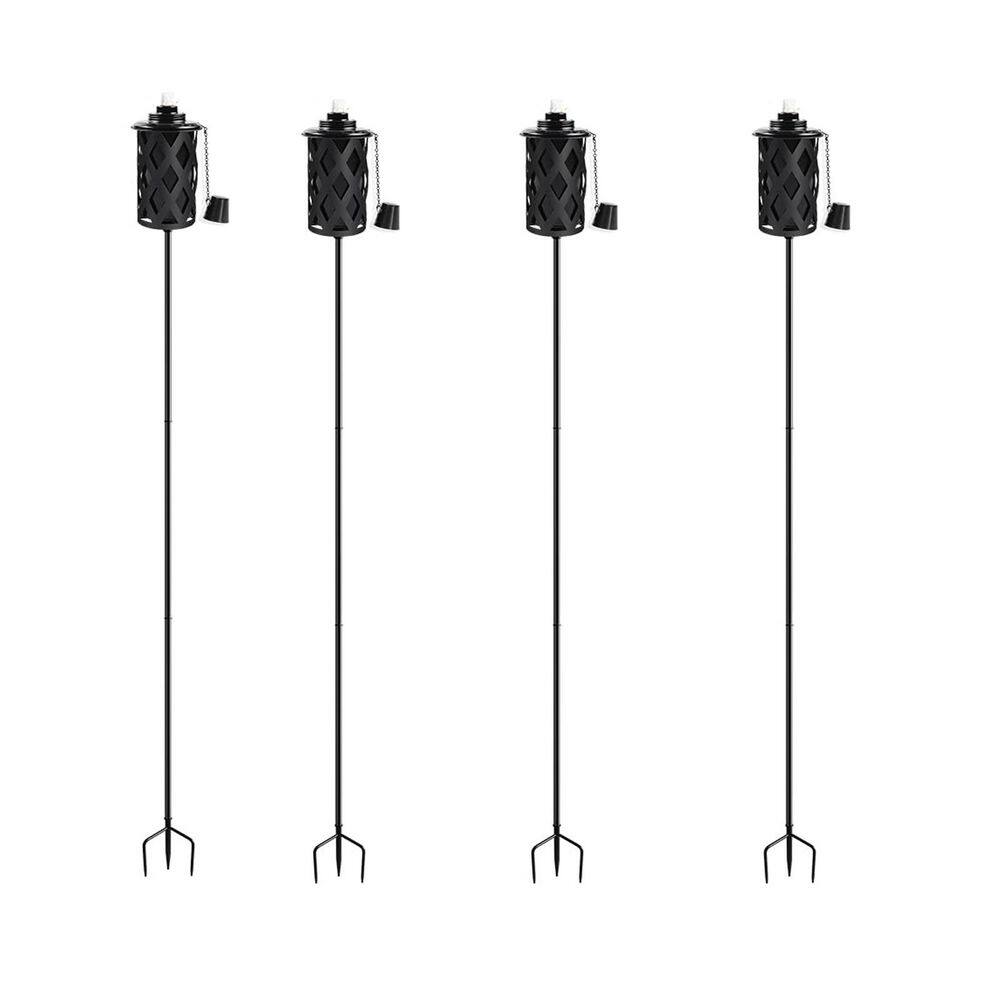 59 Inch Black Metal Outdoor Torches with 3-Prong Stake Set of 4 Weatherproof Garden Patio Decor price history on PriceWatchPro