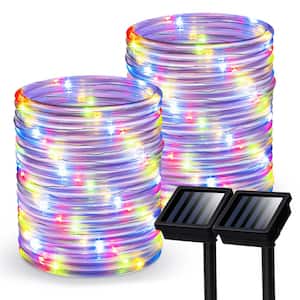 Outdoor 35.7 ft. Solar Powered Color Changing Light LED Rope Light with 8 Modes (2-Pack)