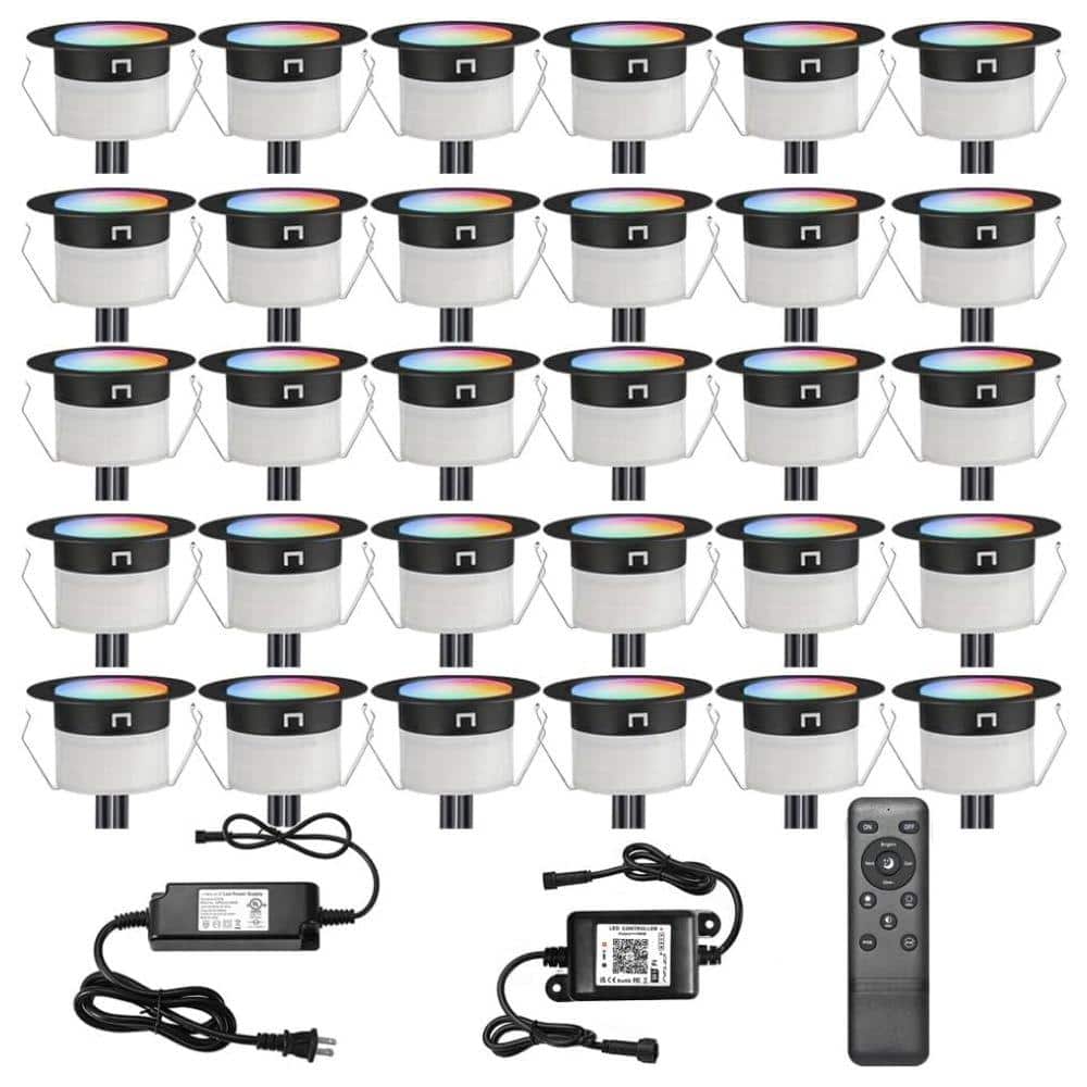 30-Piece RGBW LED Recessed Waterproof Deck and Stair Lights