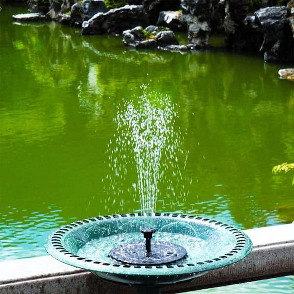 1. 5-Watt Solar Bird Bath Fountains Pump Floating with 6 Nozzles and Fixer for Outdoors Garden Pond Pool Black