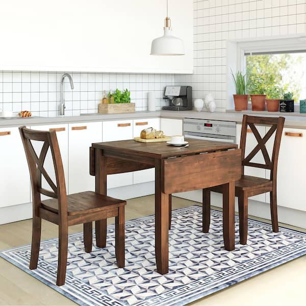 Pieces Solid Wood Extendable Outdoor Dining Set, Drop Leaf
