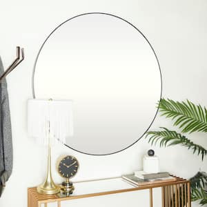 42 in. x 42 in. Simplistic Round Framed Black Wall Mirror with Thin Minimalistic Frame
