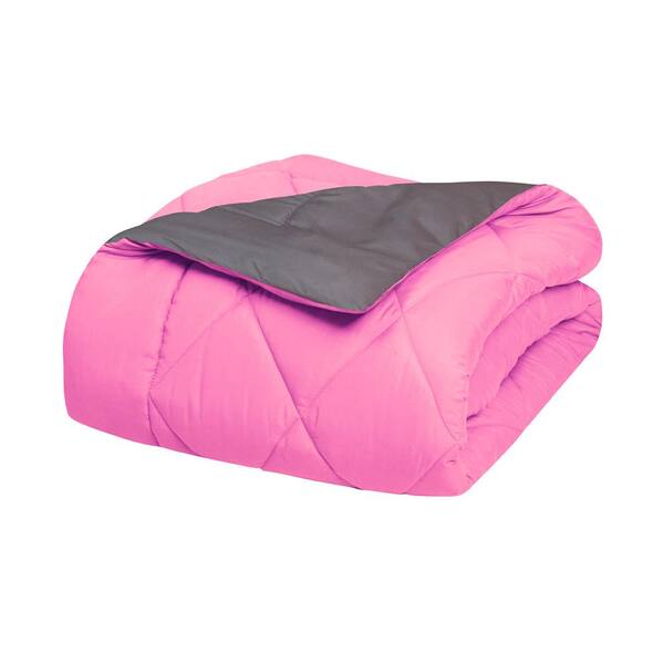 Elegant Comfort 3-Piece Pink/Gray Full/Queen Comforter Set