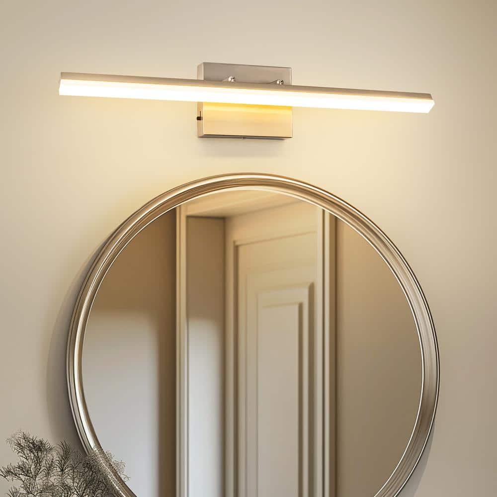 24 in. 1-Light 24W Nickel Vanity Light Integrated LED Wall Sconce for Bathroom,5CCT Modern Nickel Light Bar Over price history on PriceWatchPro