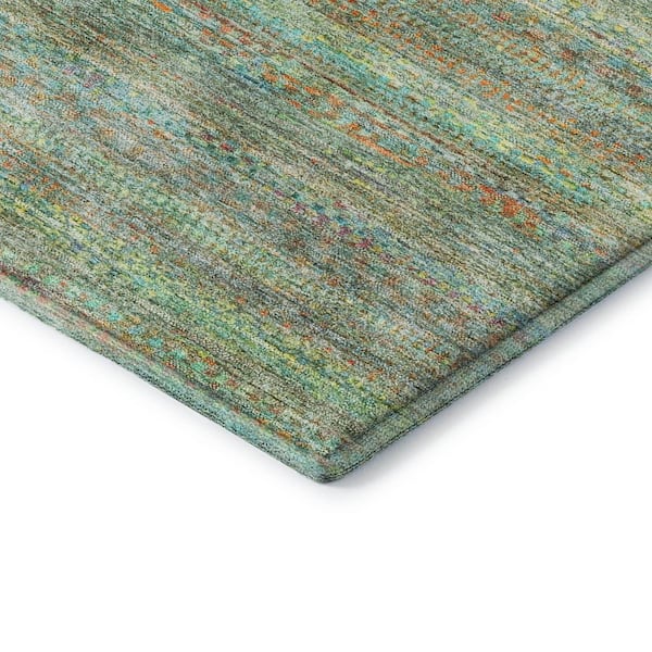 Mayfield Premium Machine Washable Abstract AMF2148 Green 2 ft. x 7 ft. Runner Rug