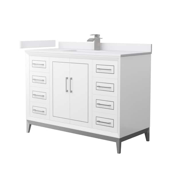 Wyndham Collection Marlena 48 in. W x 22 in. D x 35.25 in. H Single Bath Vanity in White with White Cultured Marble Top