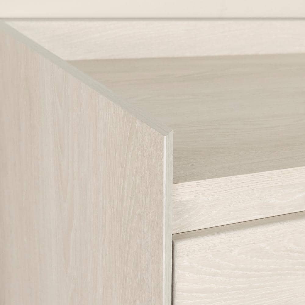 Winter Oak Glam Double Dresser with Brass Accents and Wide Storage